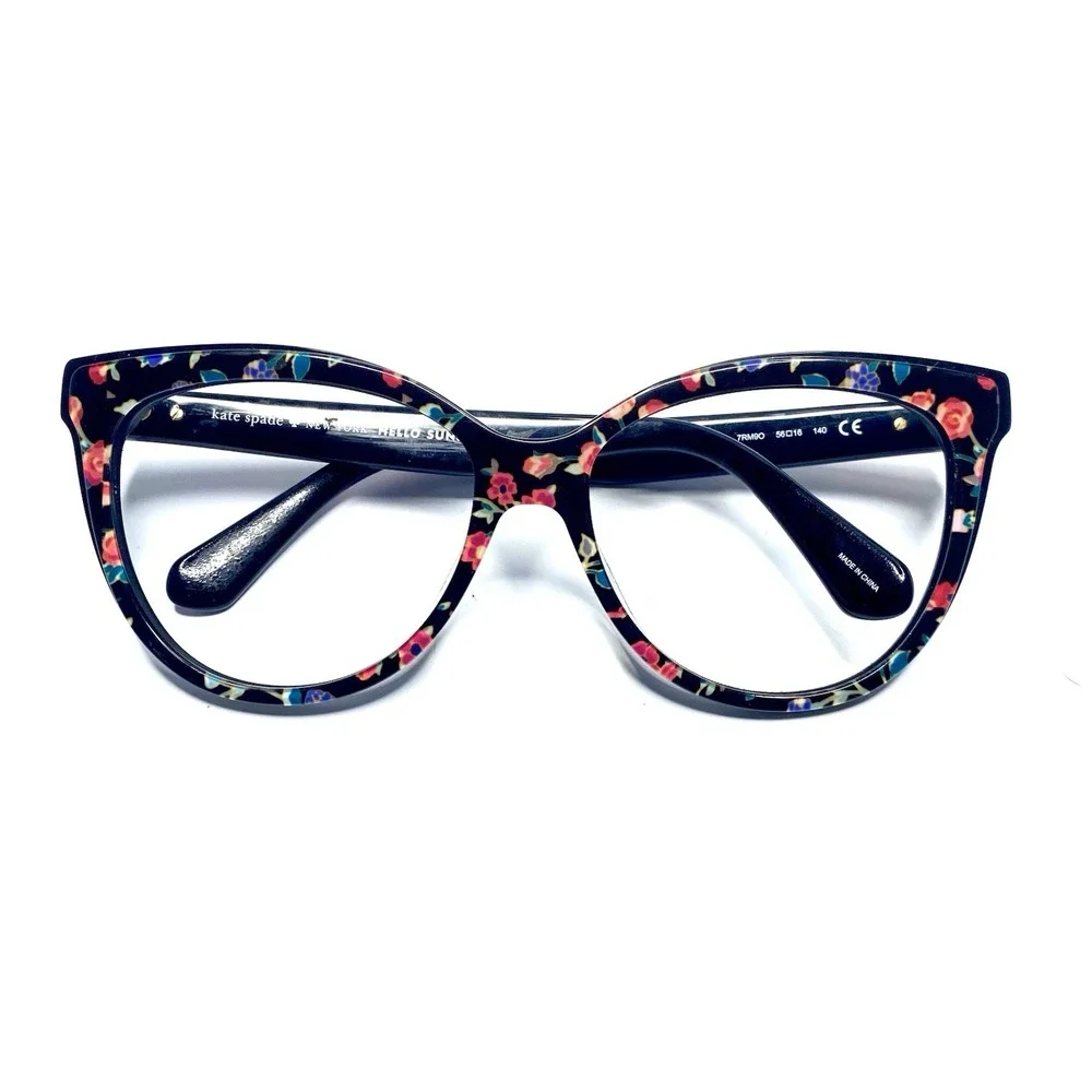 Kate Spade Black Gold Floral Print Cat Eye Glasses Daesha/S 7RM90 56 16 140